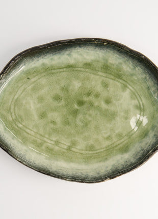 14297 Tokyo Design Yamasaku Oblong bord handgemaakt groen 26cm
