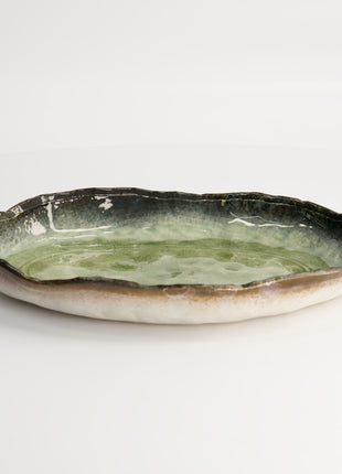 14297 Tokyo Design Yamasaku Oblong bord handgemaakt groen 26cm