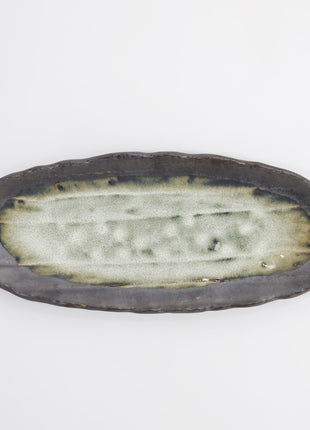 33427 Tokyo Design Yamasaku ovaal bord handgemaakt groen 33x1.5