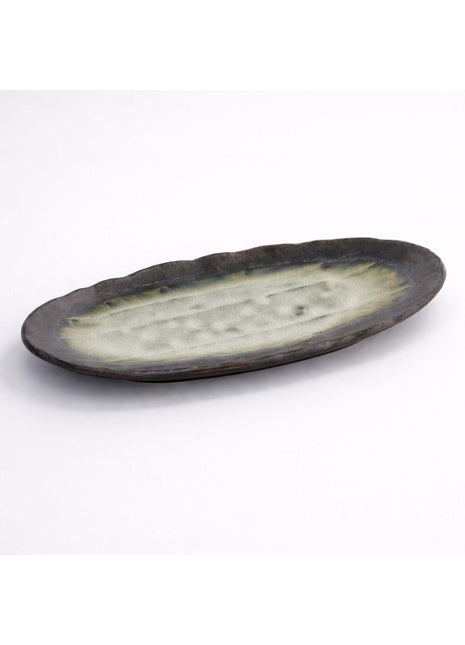 33427 Tokyo Design Yamasaku ovaal bord handgemaakt groen 33x1.5
