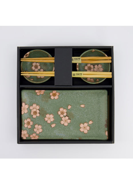 33761 Tokyo Design Sakura Sushi Giftset eetstokjes groen 6 delig