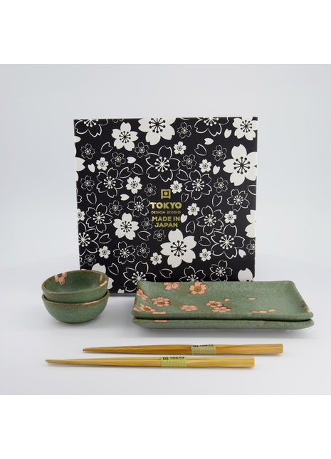 33761 Tokyo Design Sakura Sushi Giftset eetstokjes groen 6 delig