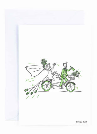 Wenskaart -  trouwen - liefde - wedding tandem