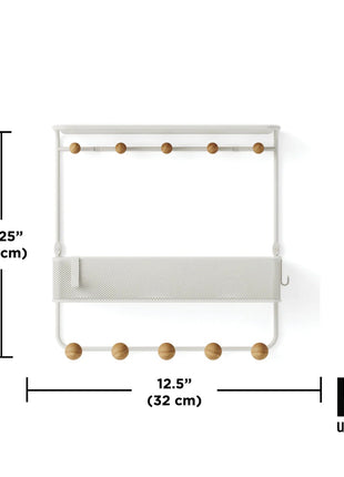 Umbra Estique plank / rek met haken wit