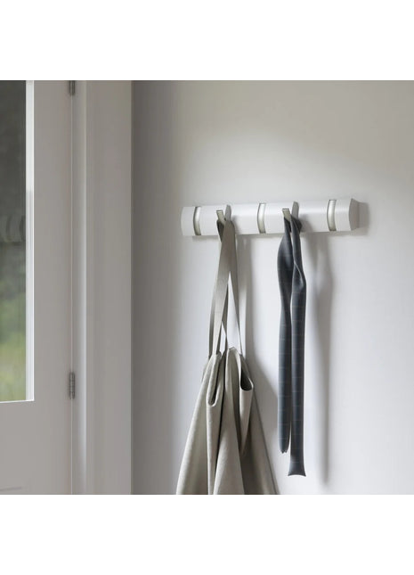 Umbra Flip - kapstok - 5 haken wandkapstok - wit / nickel