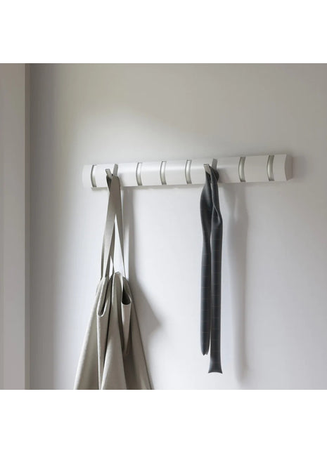 Umbra Flip - kapstok - 8 haken wandkapstok - wit / zilver