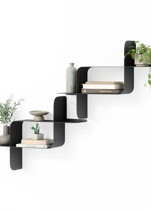 Umbra Montage wandplank shelf zwart metaal, set van 2