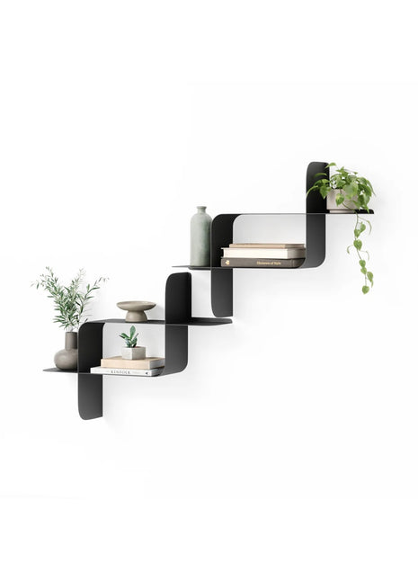 Umbra Montage wandplank shelf zwart metaal, set van 2