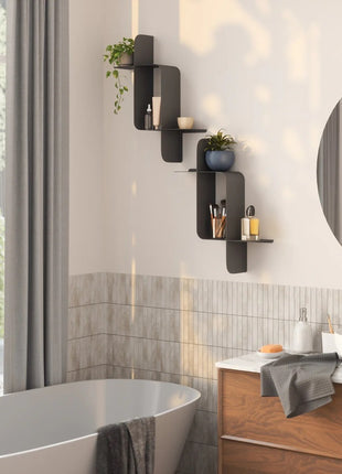 Umbra Montage wandplank shelf zwart metaal, set van 2