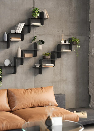 Umbra Montage wandplank shelf zwart metaal, set van 2