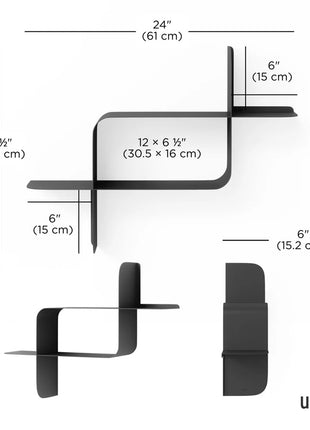 Umbra Montage wandplank shelf zwart metaal, set van 2