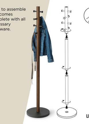 1005871-048 Umbra Pillar staande kapstok walnoten / zwart