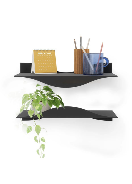 1023282-040 Umbra Surf wandplank zwart - set 2 stuks