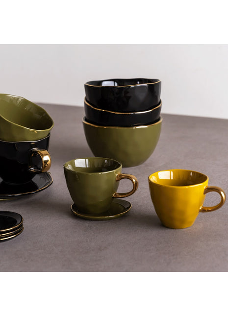 106134 Good Morning Mini Cup koffiekop gouden oor dennengroen