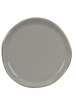 105255 Good Morning bord / plate gray morn gouden rand 17 cm