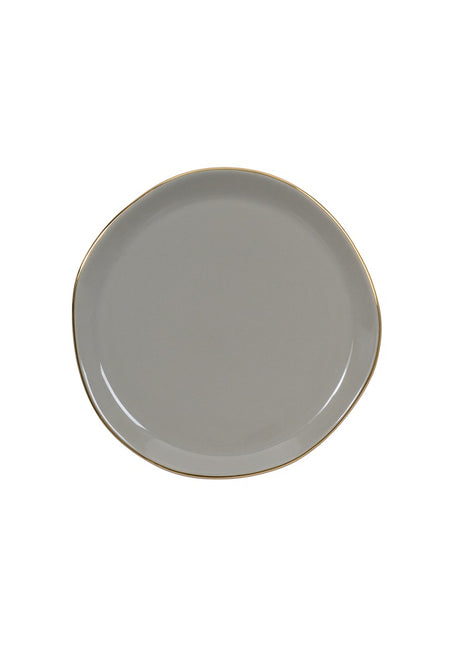 105255 Good Morning bord / plate gray morn gouden rand 17 cm