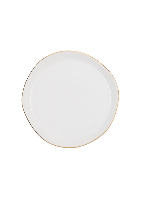 105241 Good Morning bord / plate wit gouden rand 17 cm
