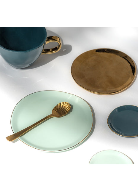 105247 Good Morning bord / plate small blauw / groen 9 cm