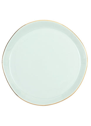105240 Good Morning bord / plate celadon gouden rand 17 cm