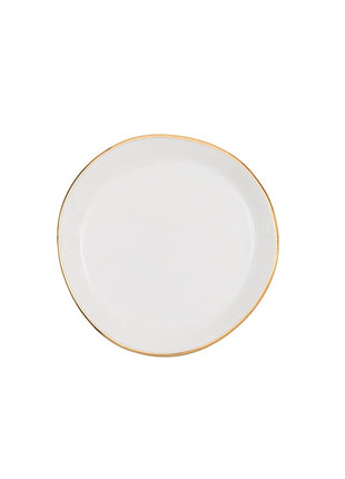 105249 Good Morning bord / plate small wit gouden rand 9 cm