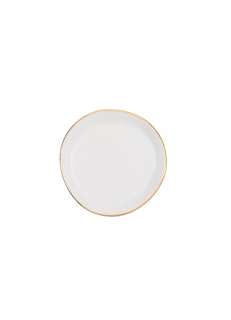 105249 Good Morning bord / plate small wit gouden rand 9 cm