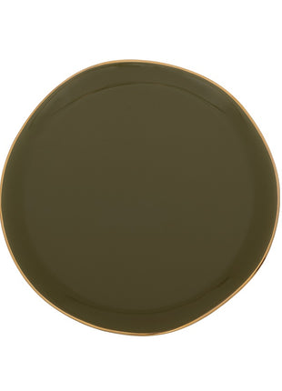 105265 Good Morning bord / plate dennengroen fir green gouden rand 17 cm