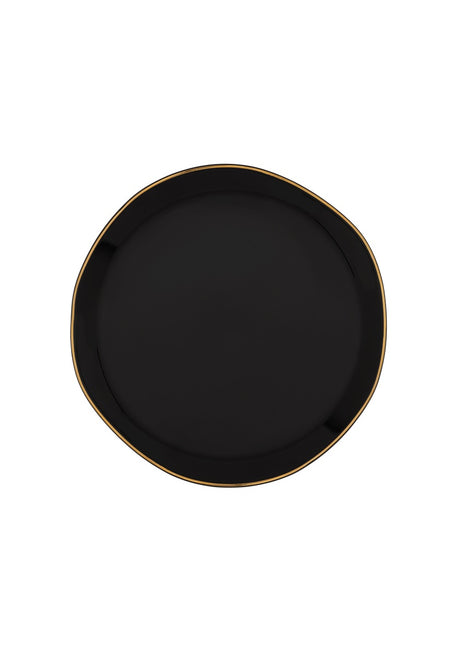 105268 Good Morning bord / plate zwart gouden rand 17 cm