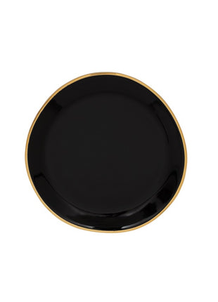 105270 Good Morning bord / plate small zwart gouden rand 9 cm