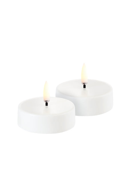 Uyuni oplaadbare theelichten maxi wit 6 cm - 2 stuks