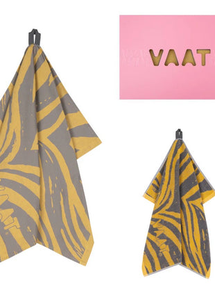 Vaat Amsterdam Gift Set keukendoek / theedoek I love zebra geel / grijs