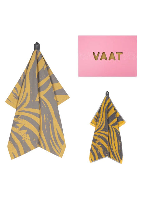 Vaat Amsterdam Gift Set keukendoek / theedoek I love zebra geel / grijs