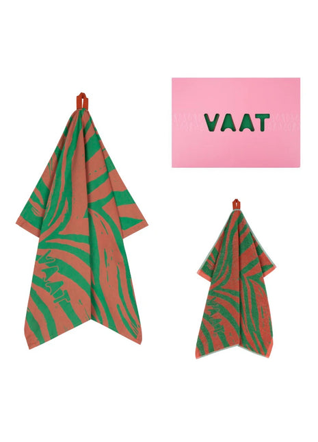 Vaat Amsterdam Gift Set keukendoek / theedoek I love zebra koraal / groen