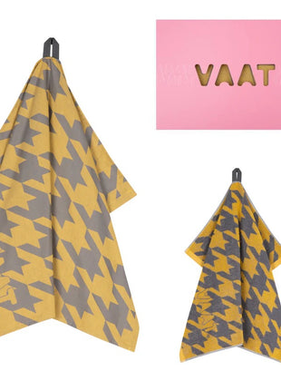Vaat Gift Set keukendoek / theedoek I love pied de poule - geel / grijs