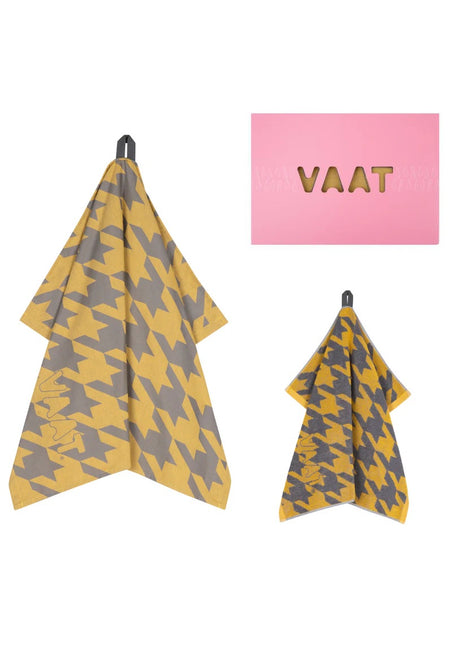 Vaat Gift Set keukendoek / theedoek I love pied de poule - geel / grijs