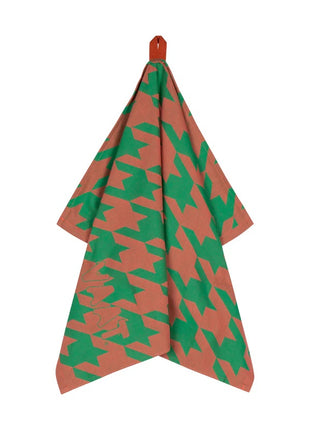 Vaat Gift Set keukendoek / theedoek I love pied de poule - koraal / groen