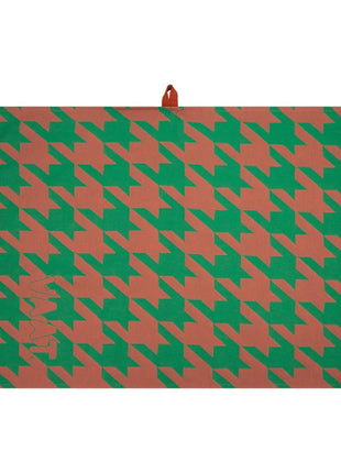 Vaat Amsterdam keukendoek / theedoek pied de poule - koraal / groen