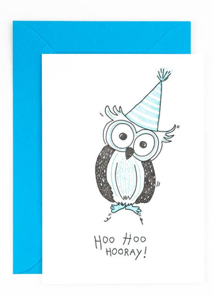 Verjaardagskaart uil - hoo hoo hooray