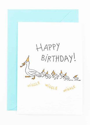 Verjaardagskaart wiggle wiggle wiggle