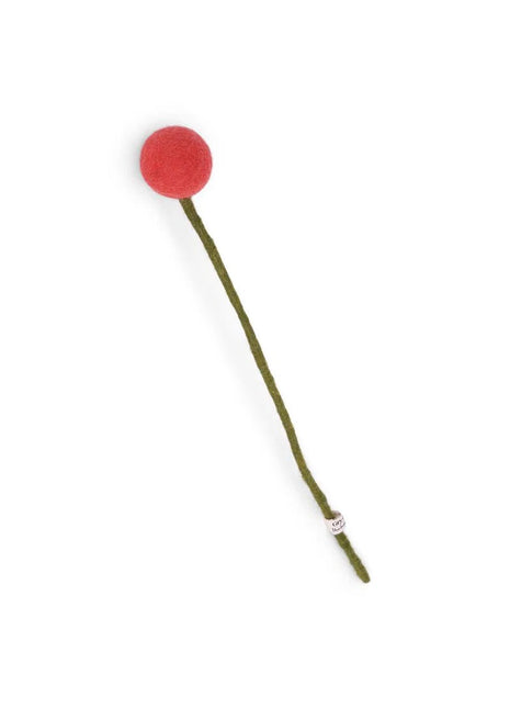 Gry & Sif vilten bloem op steel 3 cm koraal 30 cm