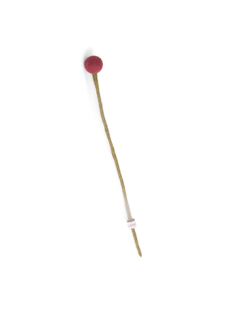 Gry & Sif vilten bloem op steel 2cm wijnrood - 30 cm