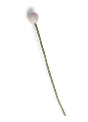 Gry & Sif vilten bloem op steel 2cm wit - 30 cm