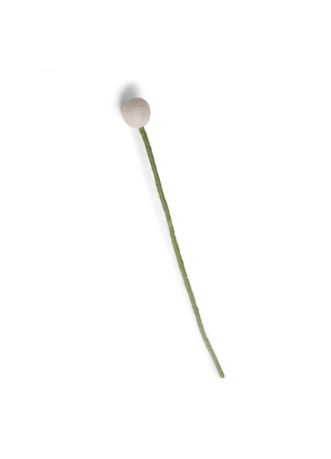 Gry & Sif vilten bloem op steel 2cm wit - 30 cm