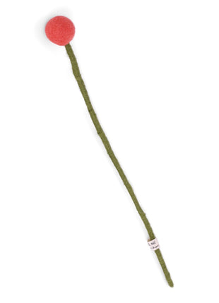 Gry & Sif vilten bloem op steel 2cm koraal - 30 cm