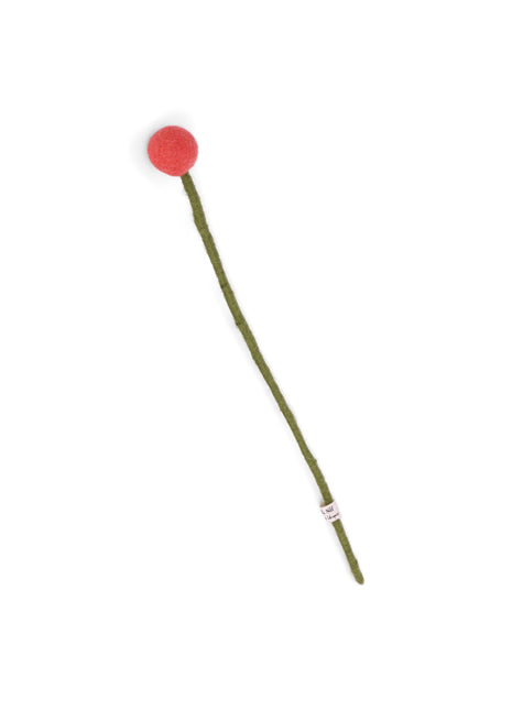 Gry & Sif vilten bloem op steel 2cm koraal - 30 cm