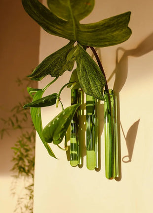 Muurbloempjes - magneet muurvaasje groen glas 3 ST