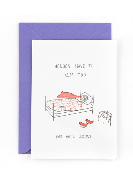 Ansichtkaart / Wenskaart - Beterschap - Heroes have to rest too