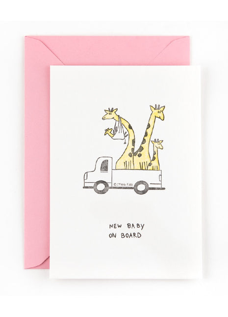 Ansichtkaart / Wenskaart - Geboorte / Baby - Giraffe familie