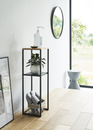 Yamazaki Tower plantenrek 2-laags met houten blad zwart 