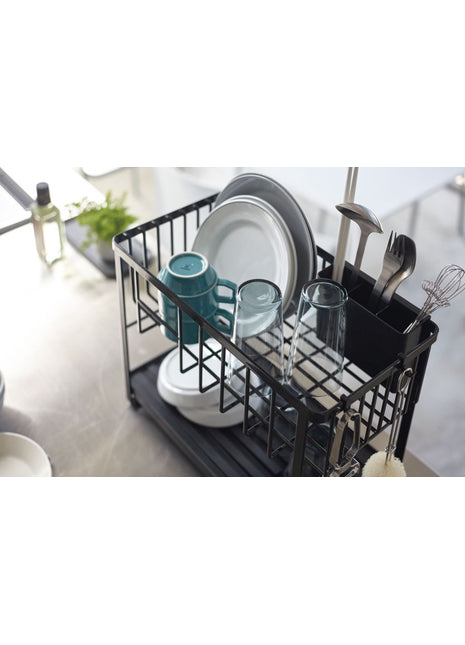 Yamazaki Tower afdruiprek afwas 2 niveaus zwart