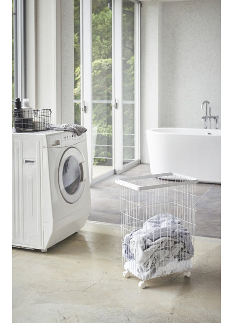 Yamazaki Tower wasmand met wielen wit